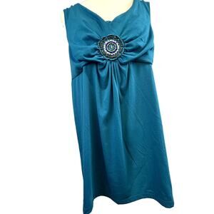 Just My Size JMS size 2xl Women's top sleeveless bling  teal blouse